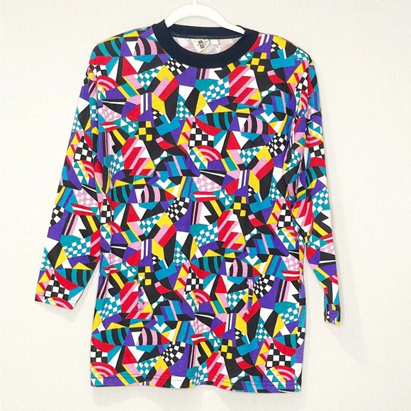 Traffic Jam 80s Vintage Geometric Retro Paris Rome Graphic Rave‎ T-Shirt Medium - Picture 1 of 5